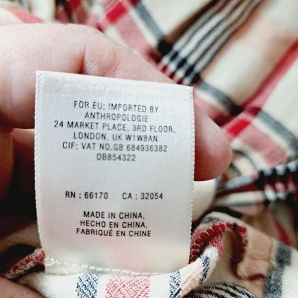 Anthropologie Maeve‎ Priscilla Plaid Flutter Sleeve Top Size Small - Picture 7 of 8